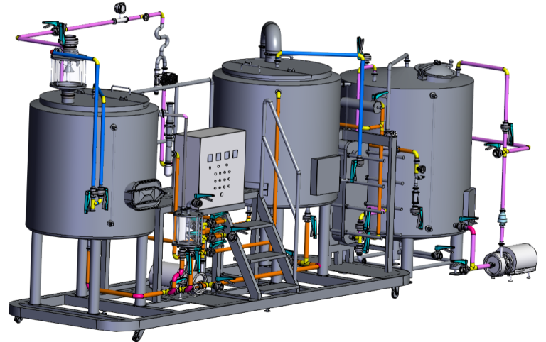 image of 400L brewhouse 3D CAD design isometric view