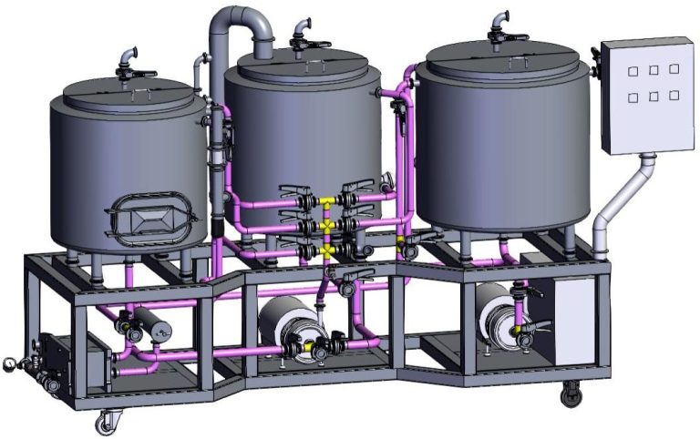image of 1BBL brewhouse 3D CAD design isometric view