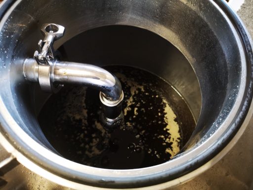 Image of pre-fermented wort in a fermenter vessel from the top manway.